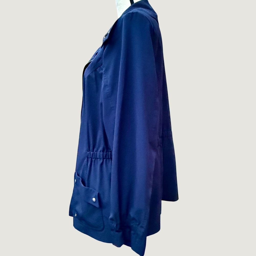 Zenergy by Chico's Navy Blue Utility Jacket Zip Front Drawstring Waist Sz 3 (XL) - Picture 4 of 9